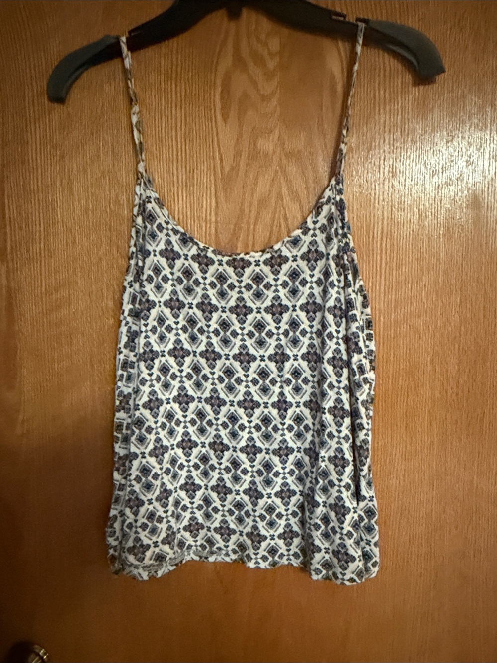 American Eagle Outfitters Blue & White Printed Spaghetti-Strap Camisole